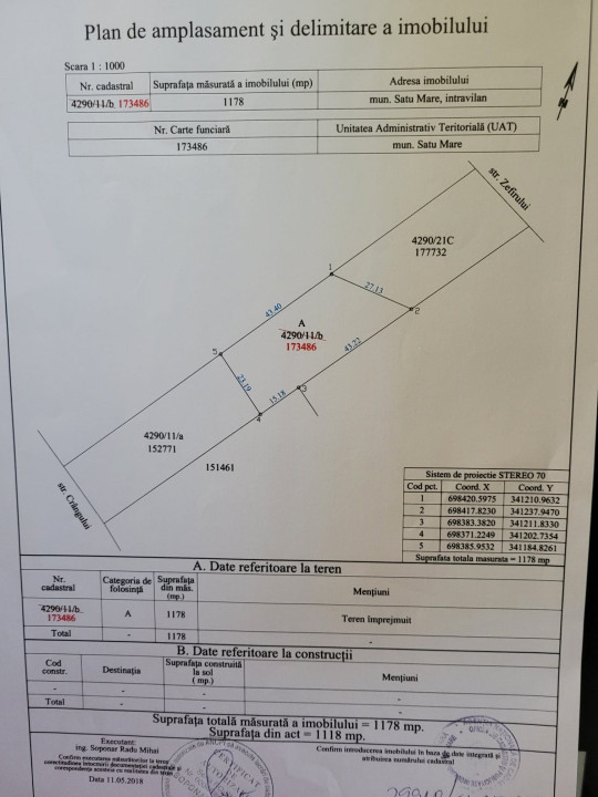 Str. Crângului 23, Satu Mare 440243 Teren Constructii Intravilan/Extravilan