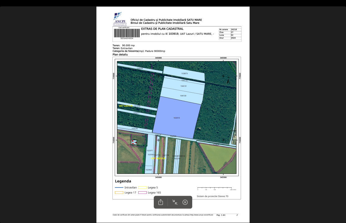 Pădure lângă Granița HU/RO/UA 90.000 mp Bercu Nou, Satu Mare 447196