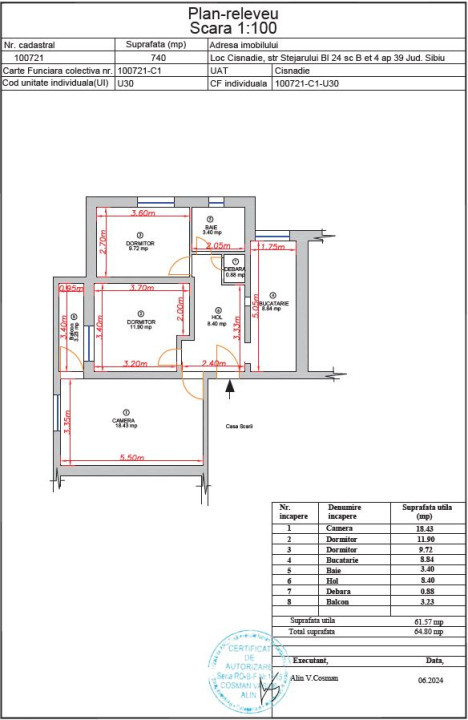 Apartament decomandat cu 3 camere în Cisnădie