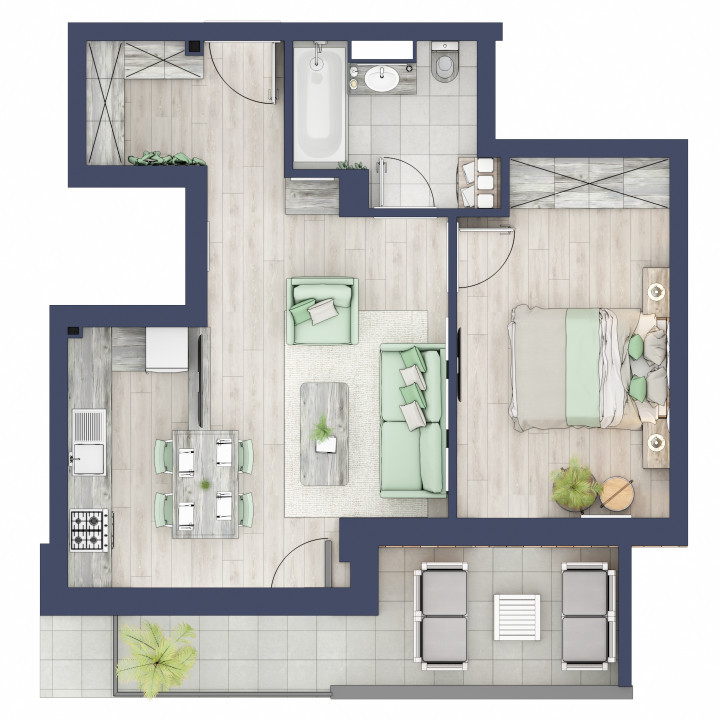 Apartament 2 camere - Ansamblu privat - etaj 2 